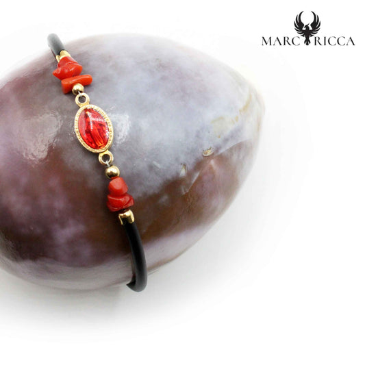Bracelet Argent Couleur Miraculeuse & Corail Caoutchouc
