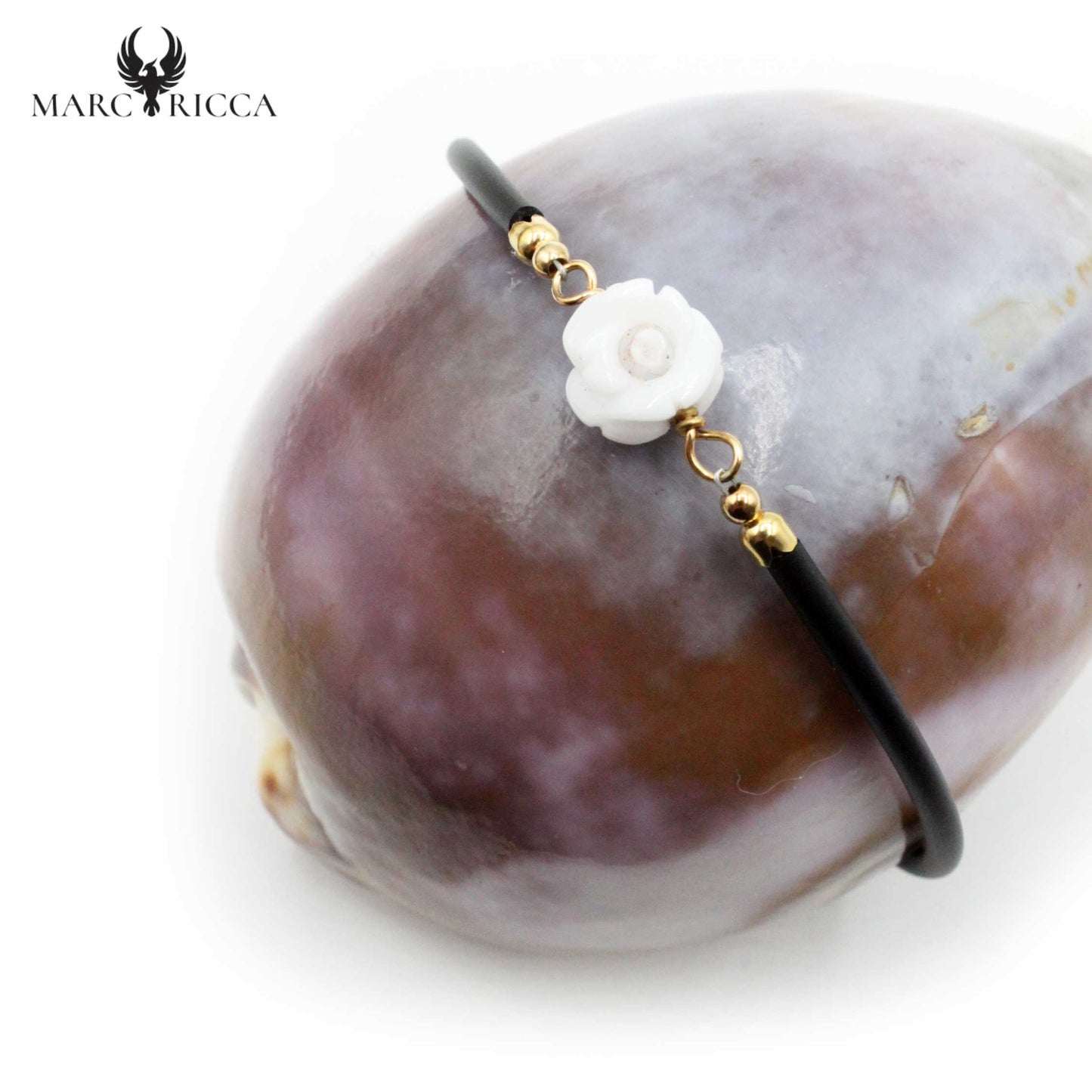 Bracelet Argent Caoutchouc & Rose Vermeil