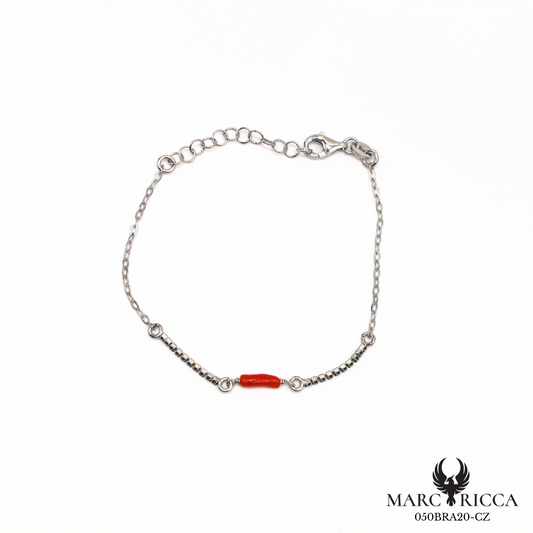 Bracelet en Argent ou Vermeil avec cristaux de Swarovski et corail