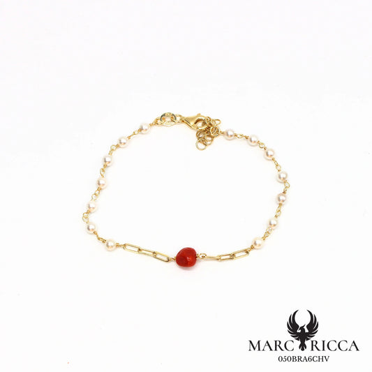 Bracelet vermeil perles nacré et corail