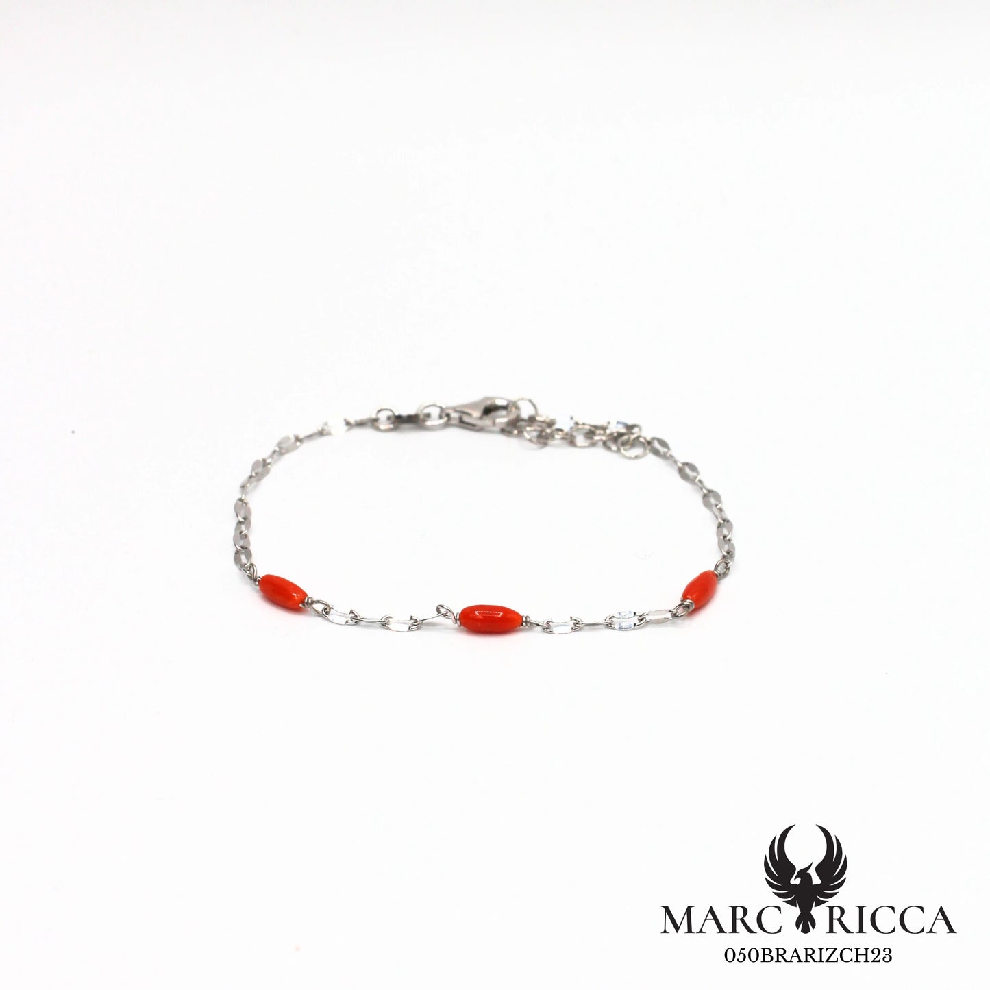 Bracelet chaîne avec corail en grains de riz