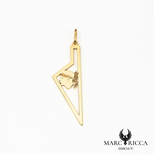 Pendentif corse stylisée avec tête de maure en argent ou vermeil
