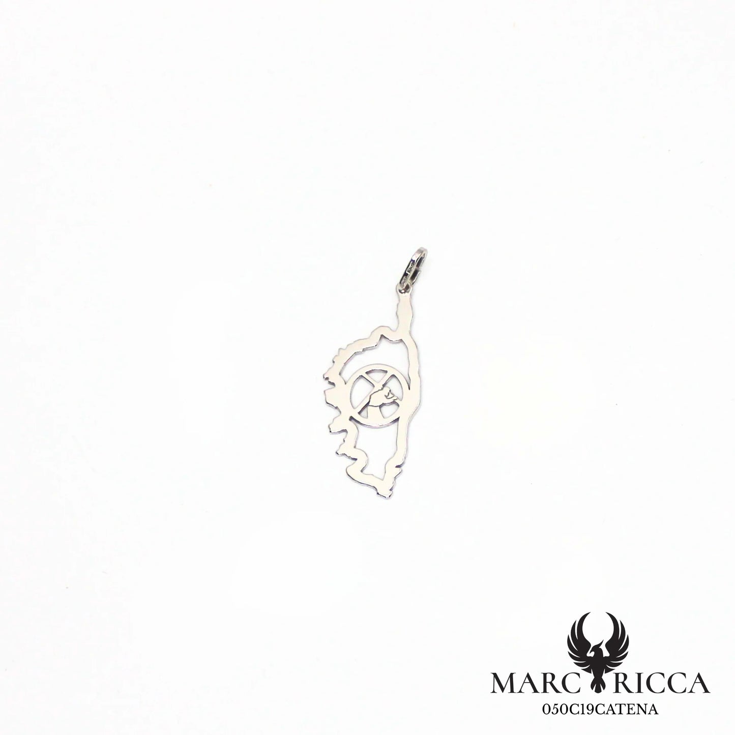Pendentif corse en argent avec catenacciu au centre