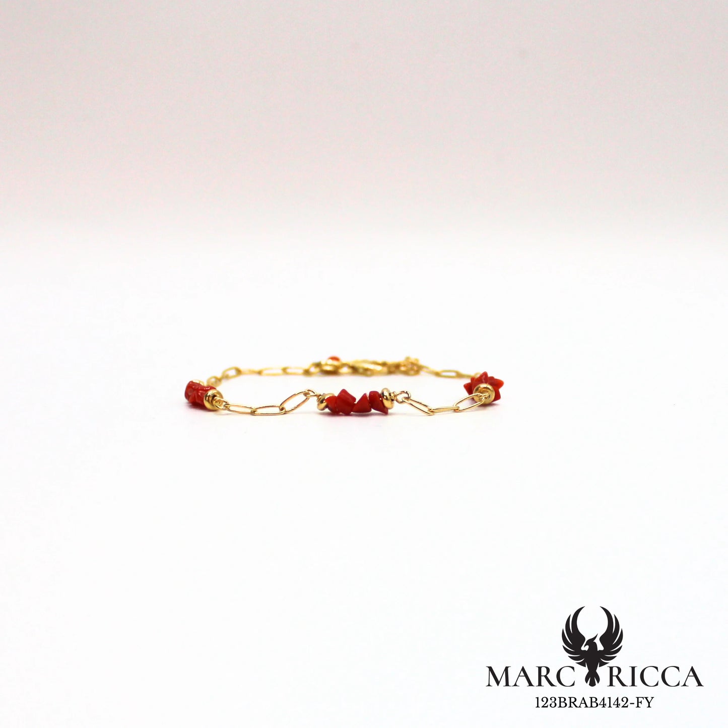 Bracelet chaîne et corail chips en argent ou vermeil