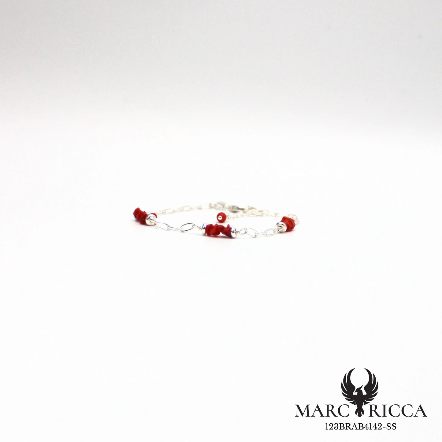 Bracelet chaîne et corail chips en argent ou vermeil