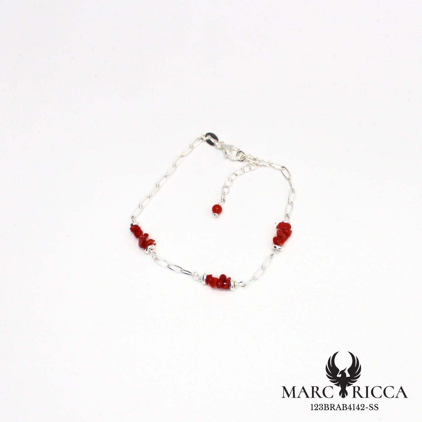 Bracelet chaîne et corail chips en argent ou vermeil