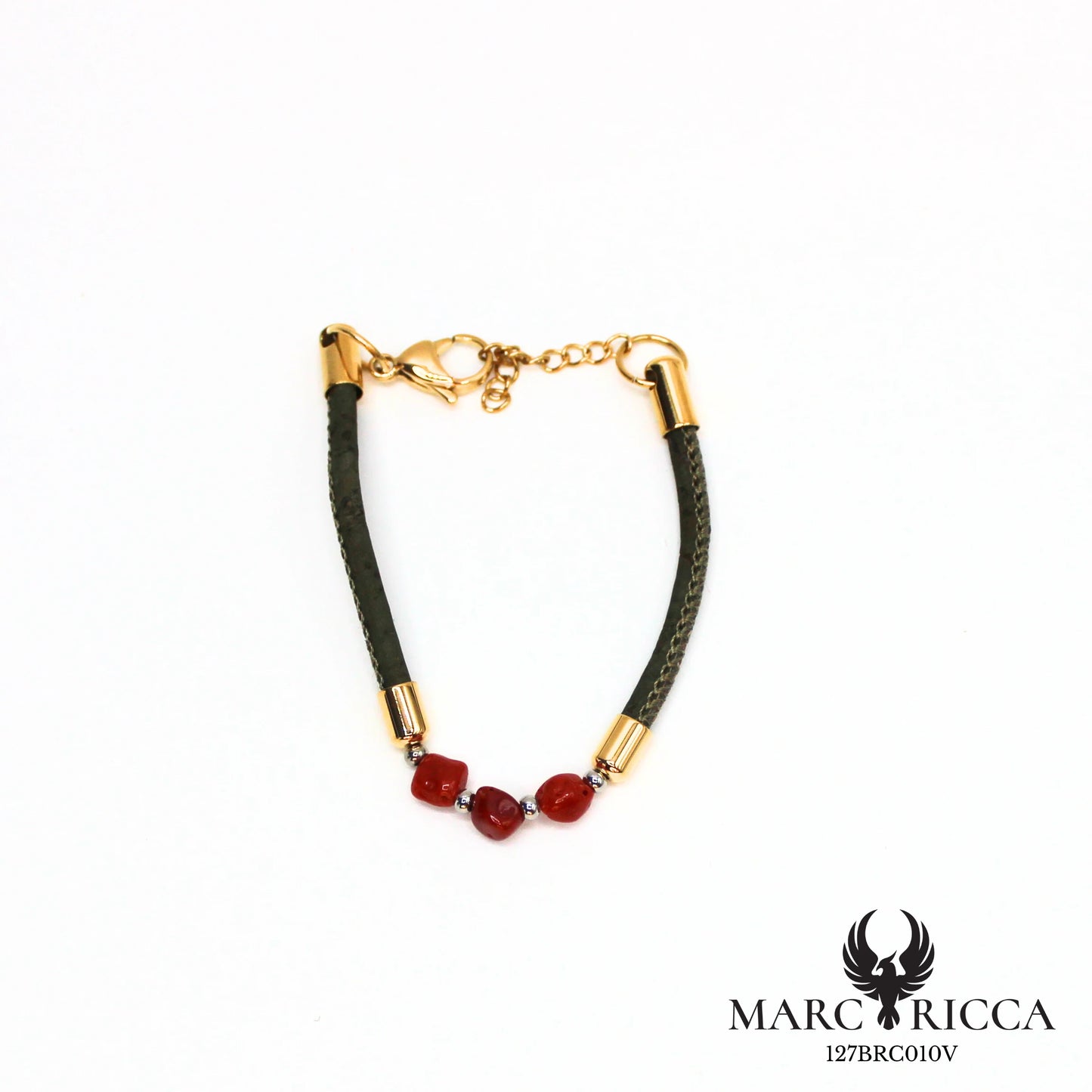 Bracelet liège & corail en acier