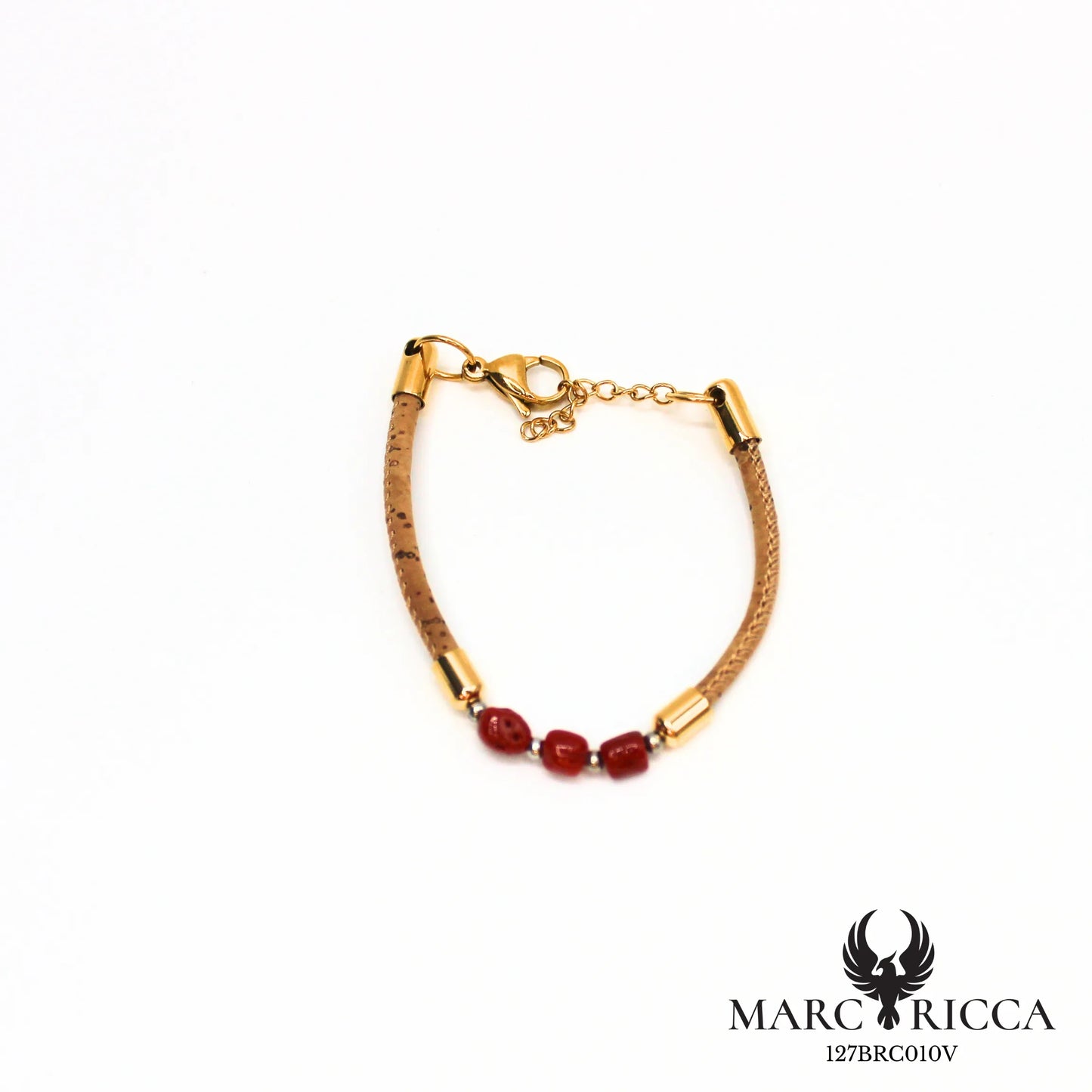 Bracelet liège & corail en acier