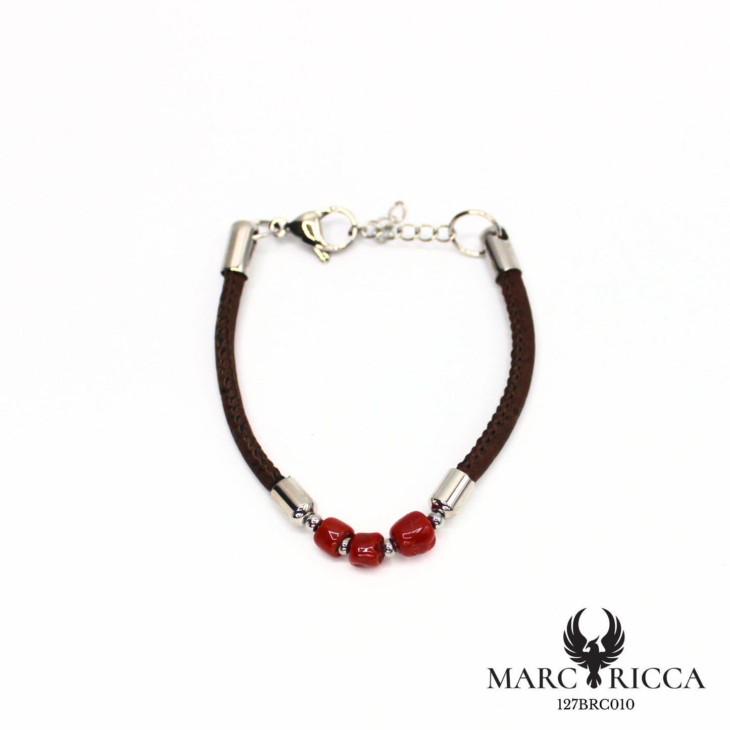 Bracelet liège & corail en acier