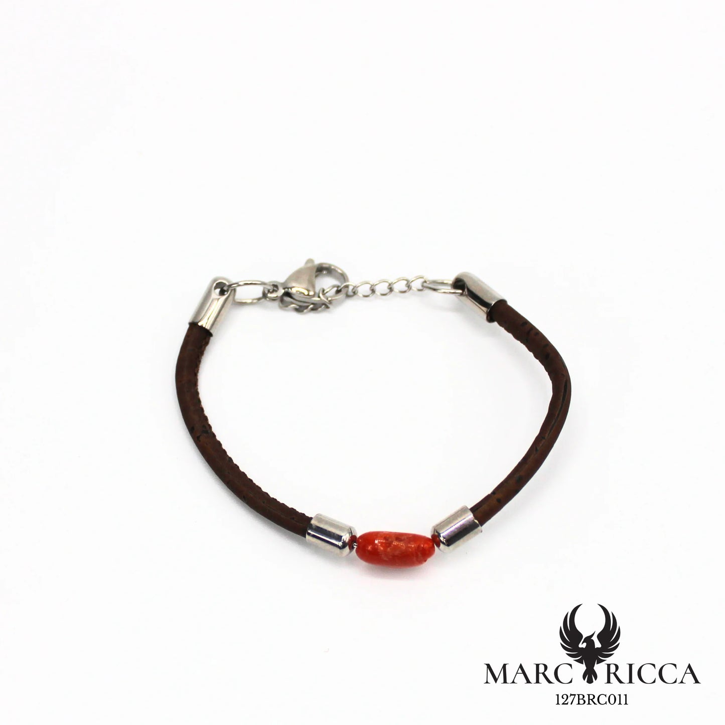 Bracelet liège et corail en acier