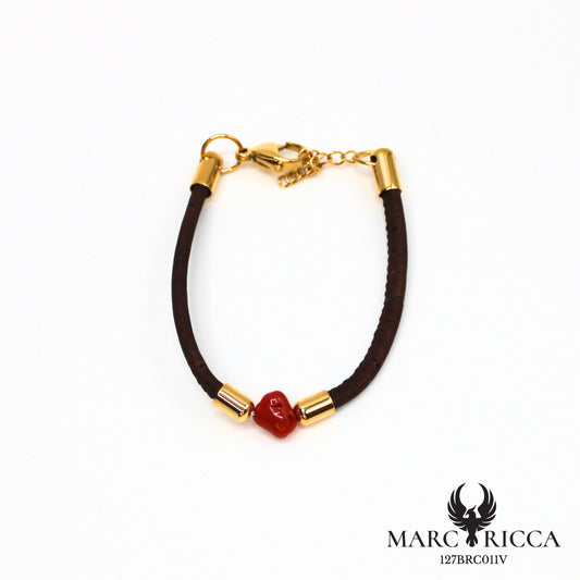 Bracelet liège et corail en acier