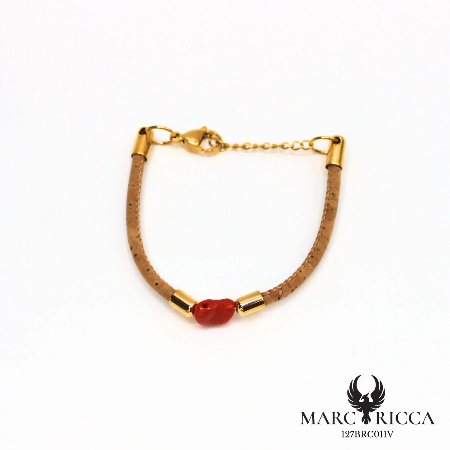 Bracelet liège et corail en acier