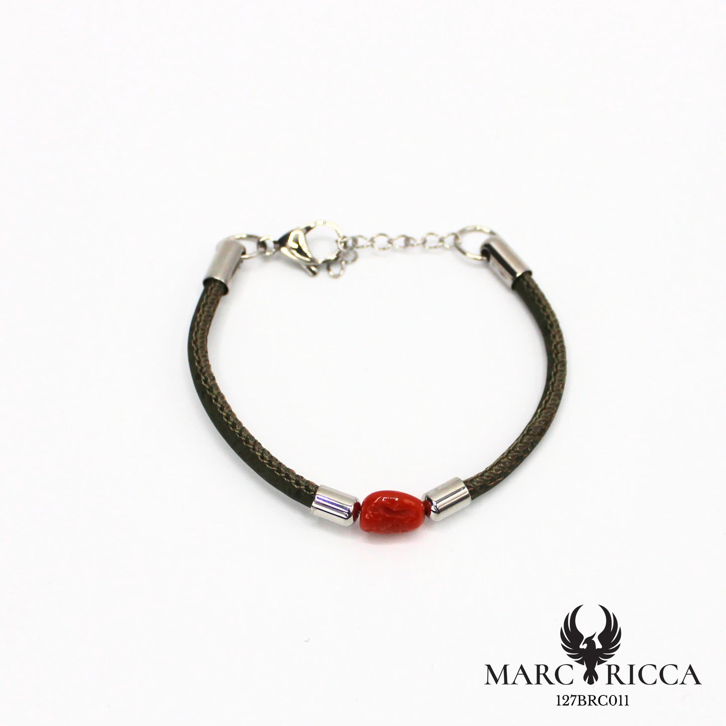 Bracelet liège et corail en acier