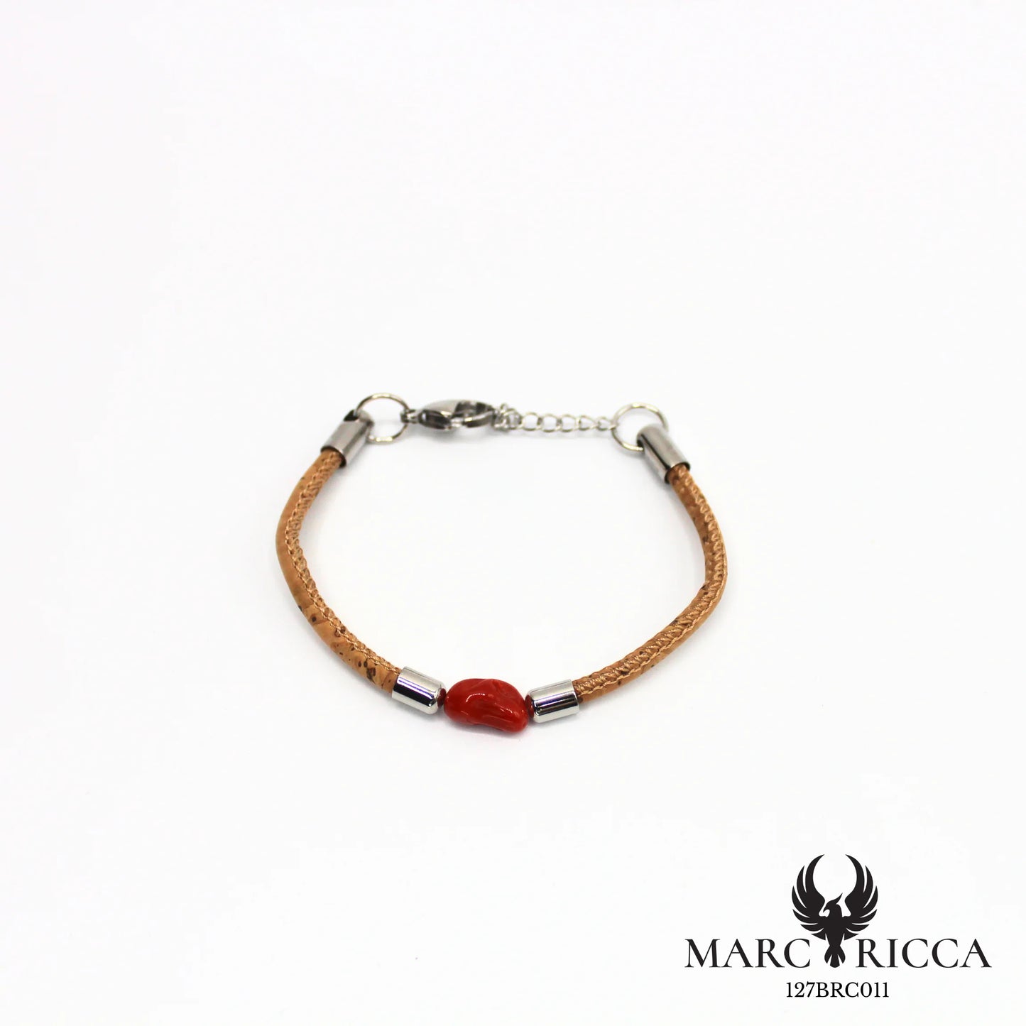 Bracelet liège et corail en acier