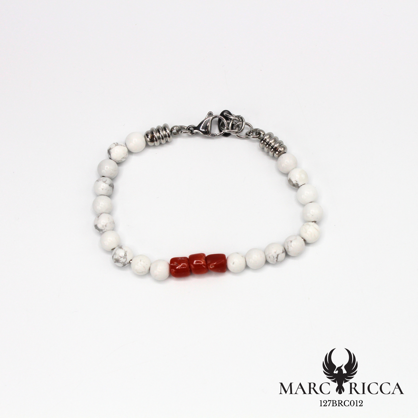 Bracelet pierres et corail en acier