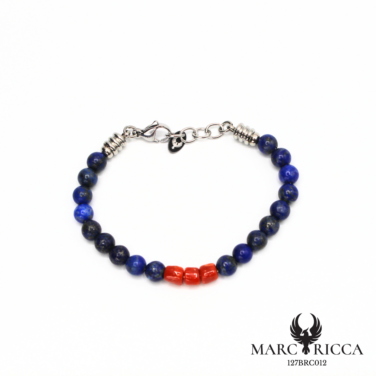 Bracelet pierres et corail en acier