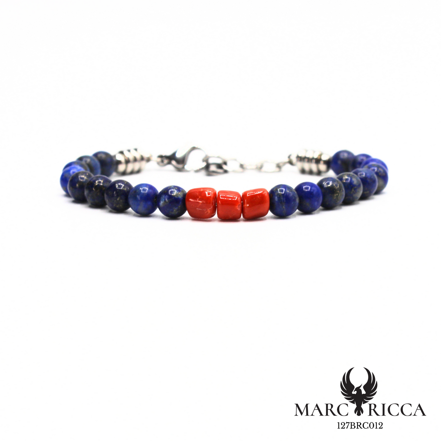 Bracelet pierres et corail en acier