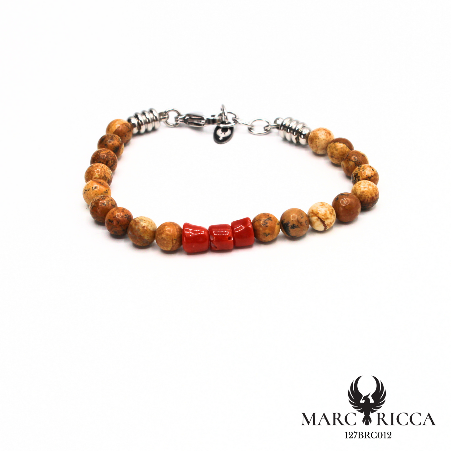 Bracelet pierres et corail en acier