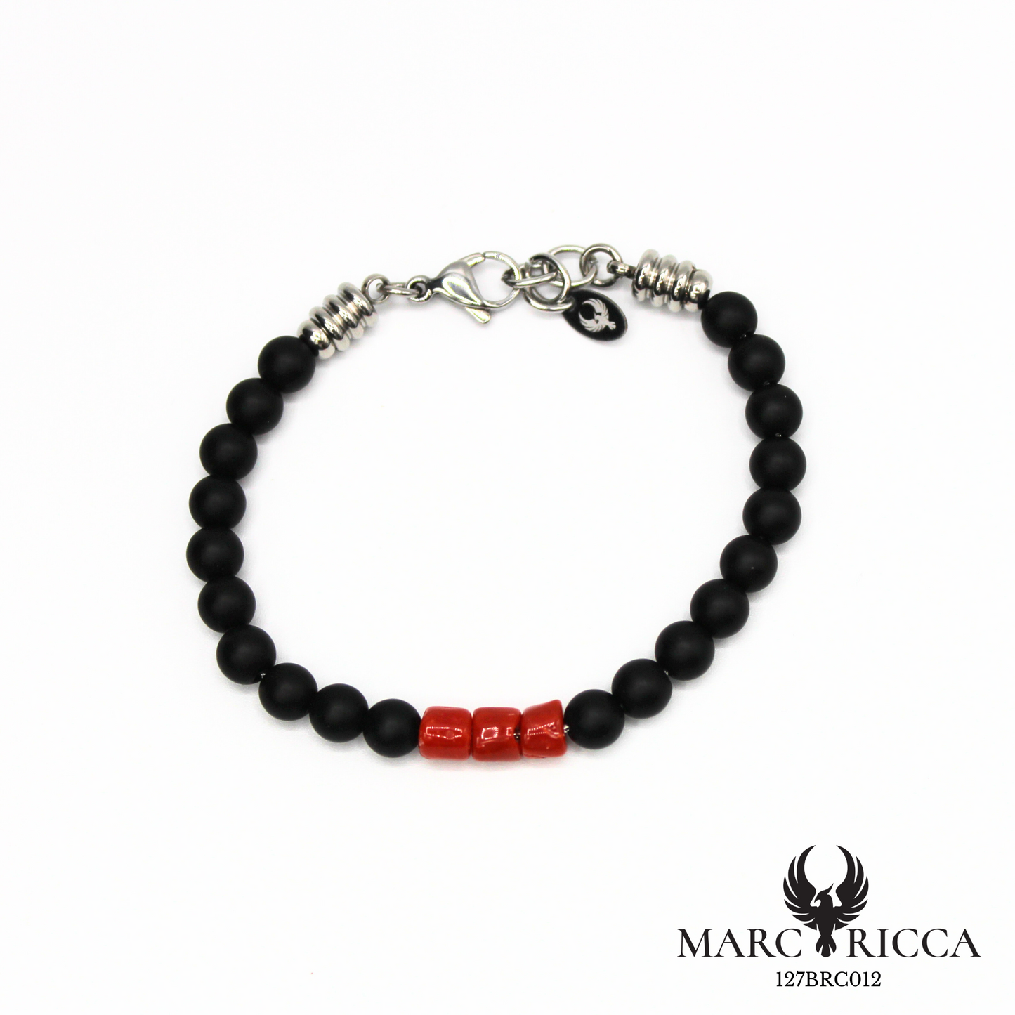 Bracelet pierres et corail en acier