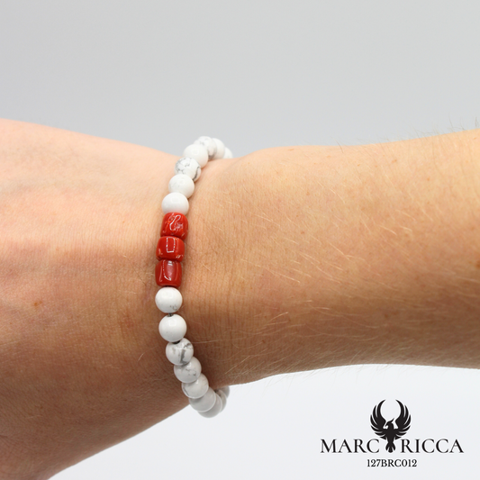 Bracelet pierres et corail en acier