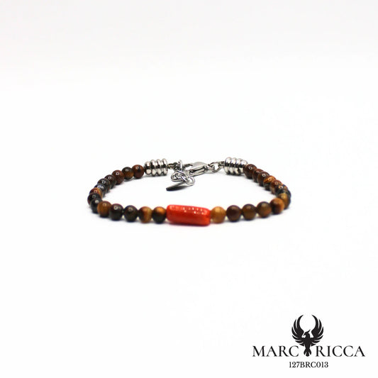 Bracelet pierres et corail en acier
