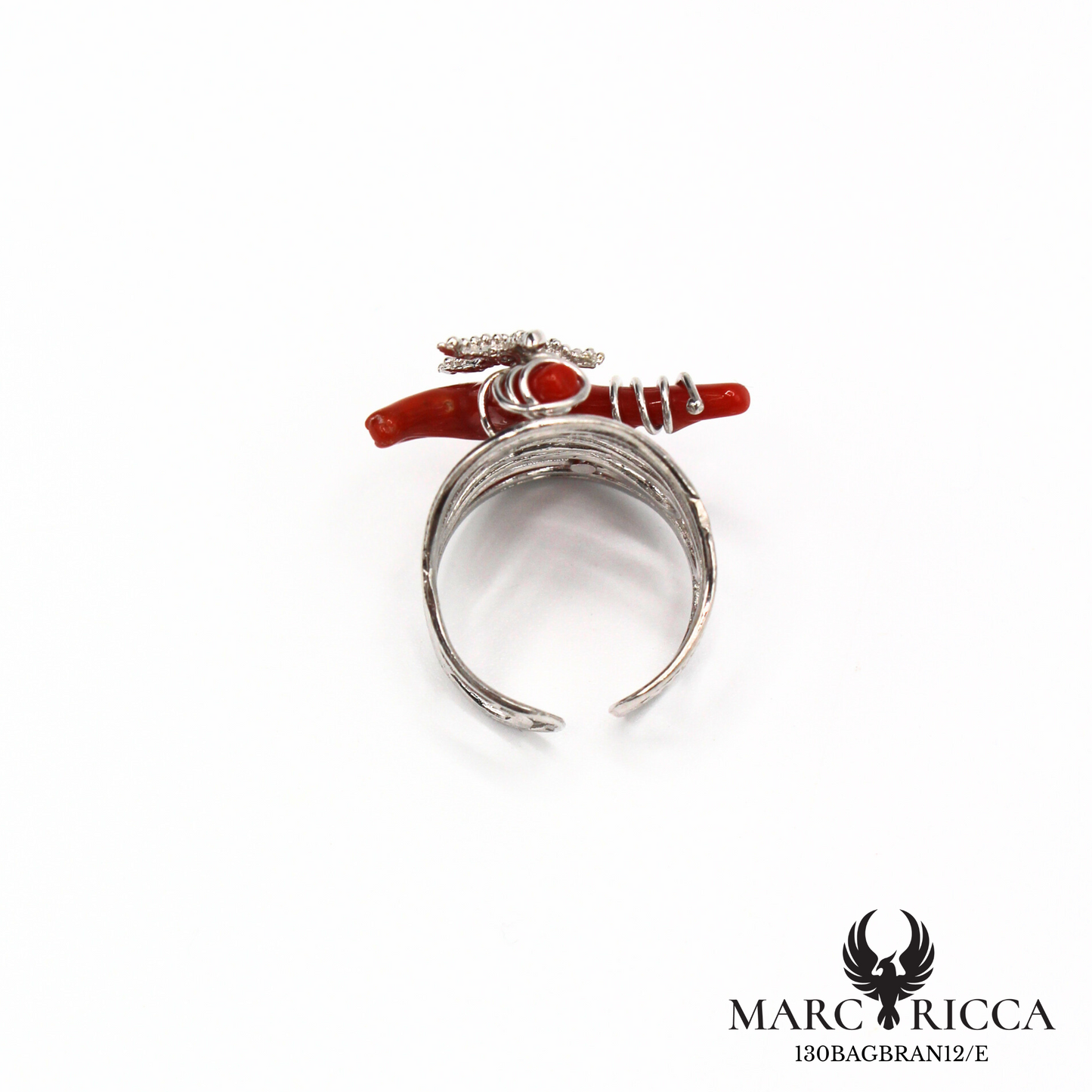 Bague Argent Corail Branche & Étoile