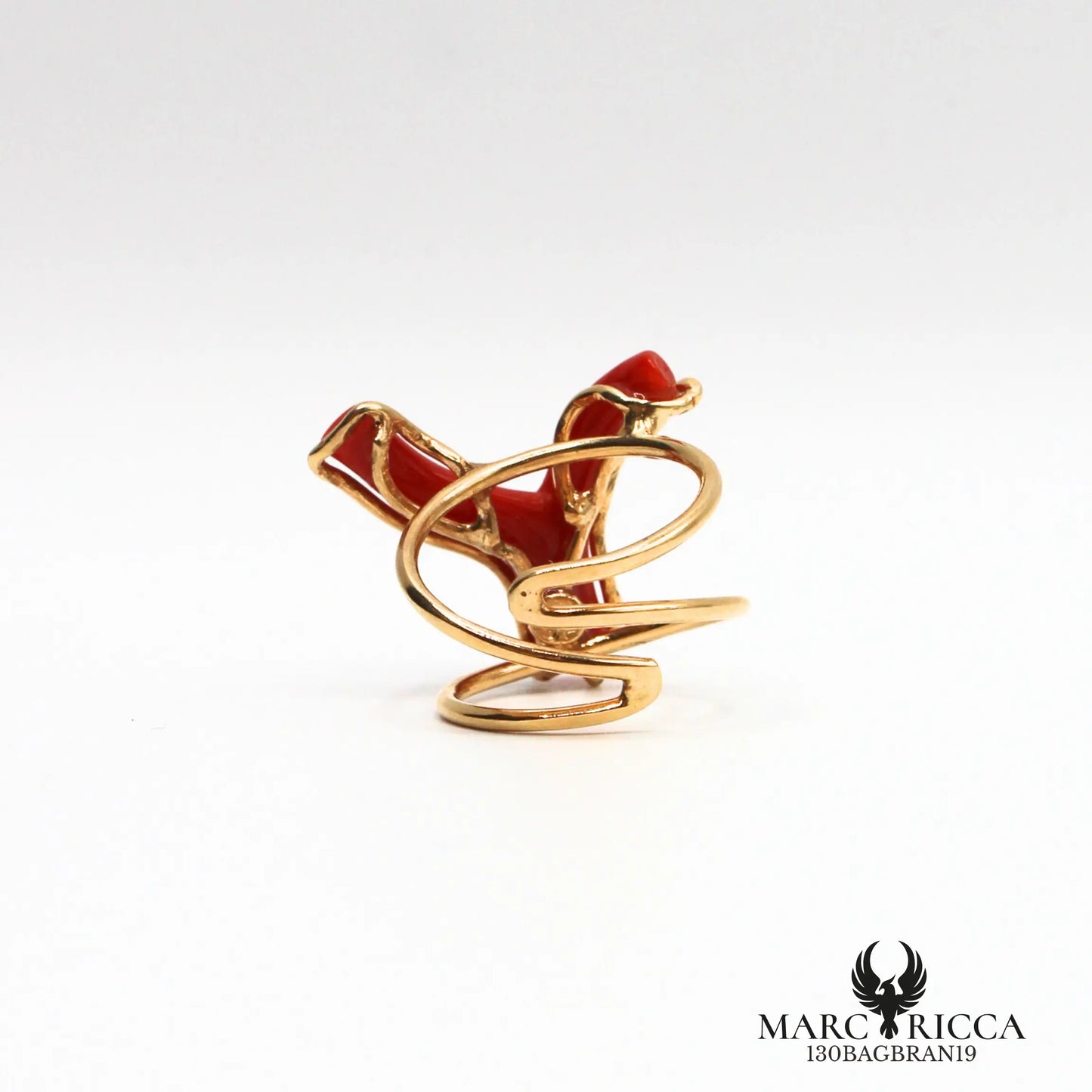 Bague branche de corail en vermeil