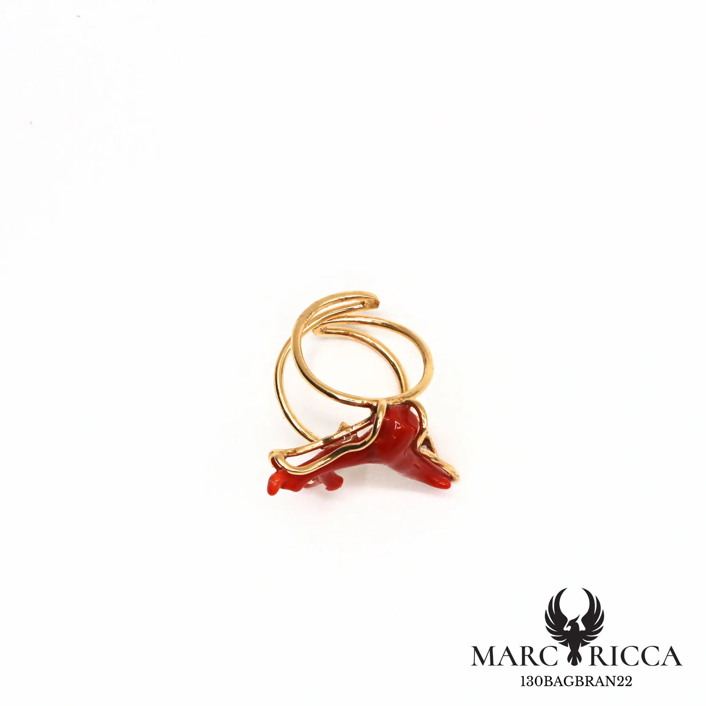 Bague branche de corail en vermeil