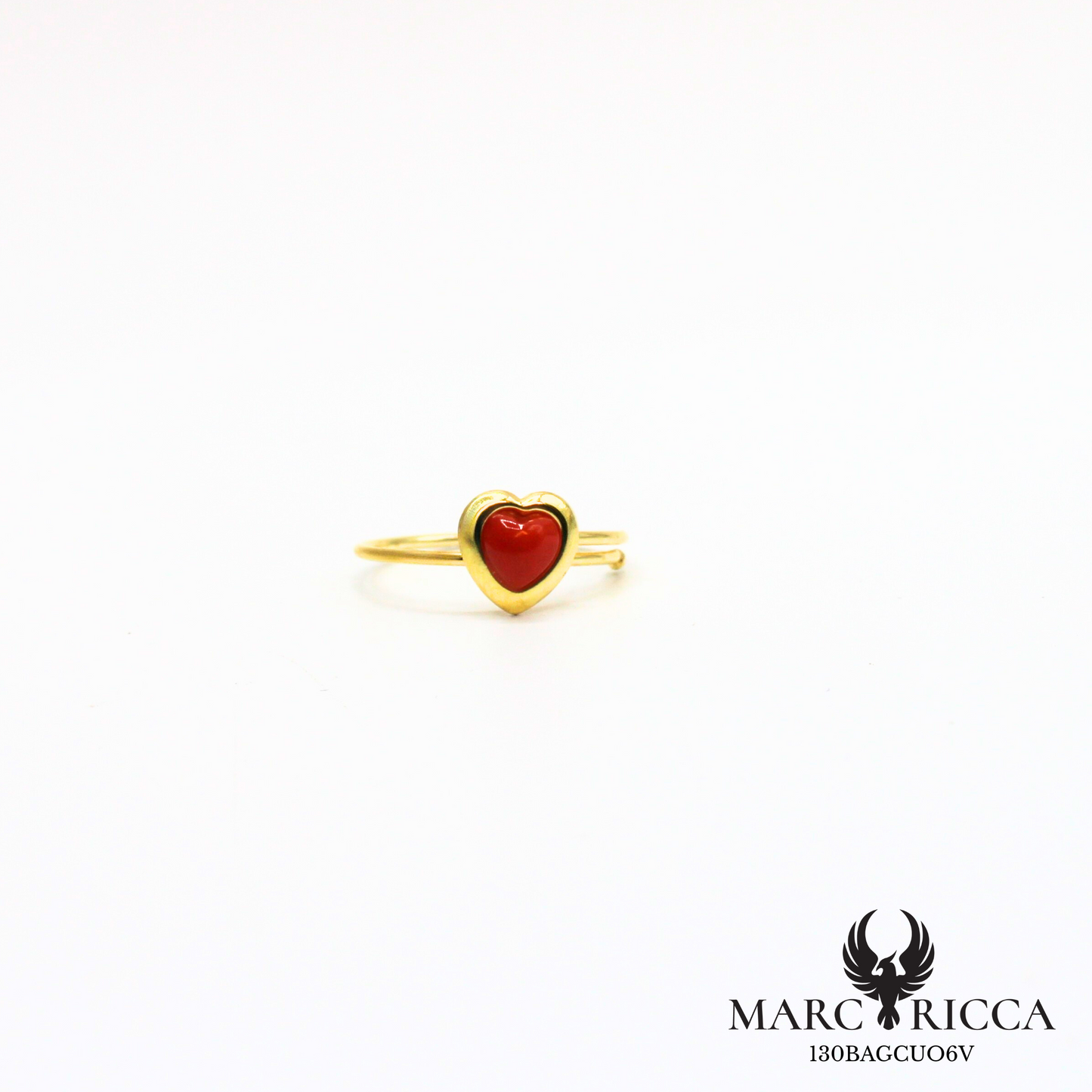 Bague avec cœur en corail en argent ou vermeil