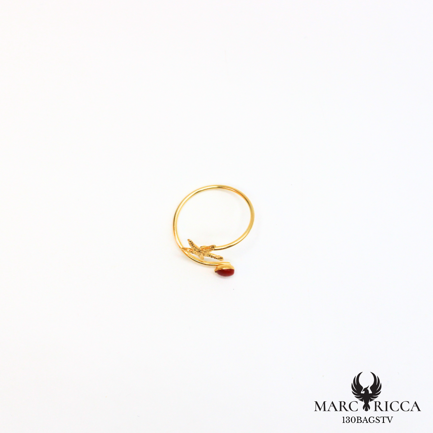 Bague argent ou vermeil avec corail étoile de mer