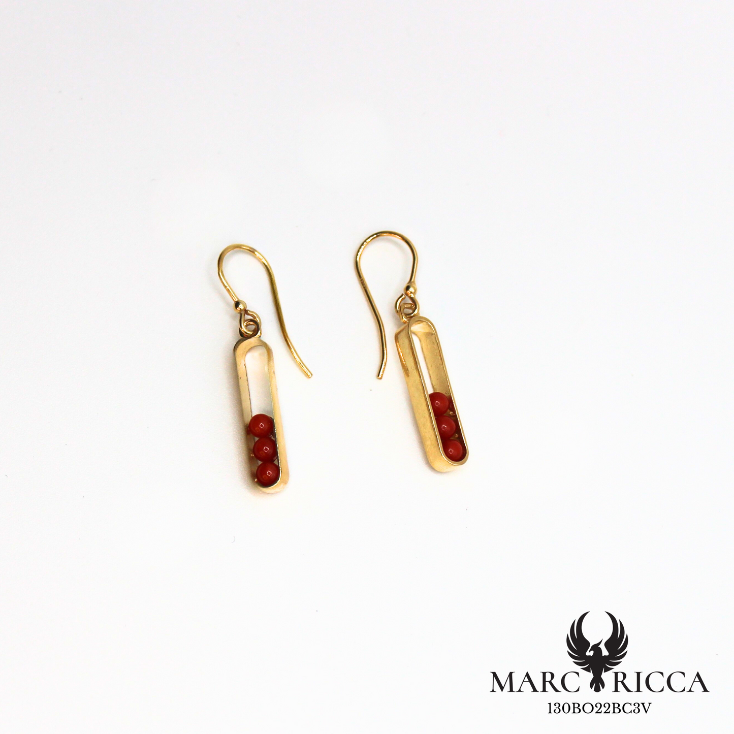 Boucles d'oreilles pendantes en vermeil avec perles de corail 3mm