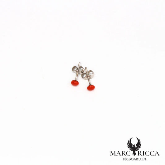 Boucles d'oreilles perles de corail en argent