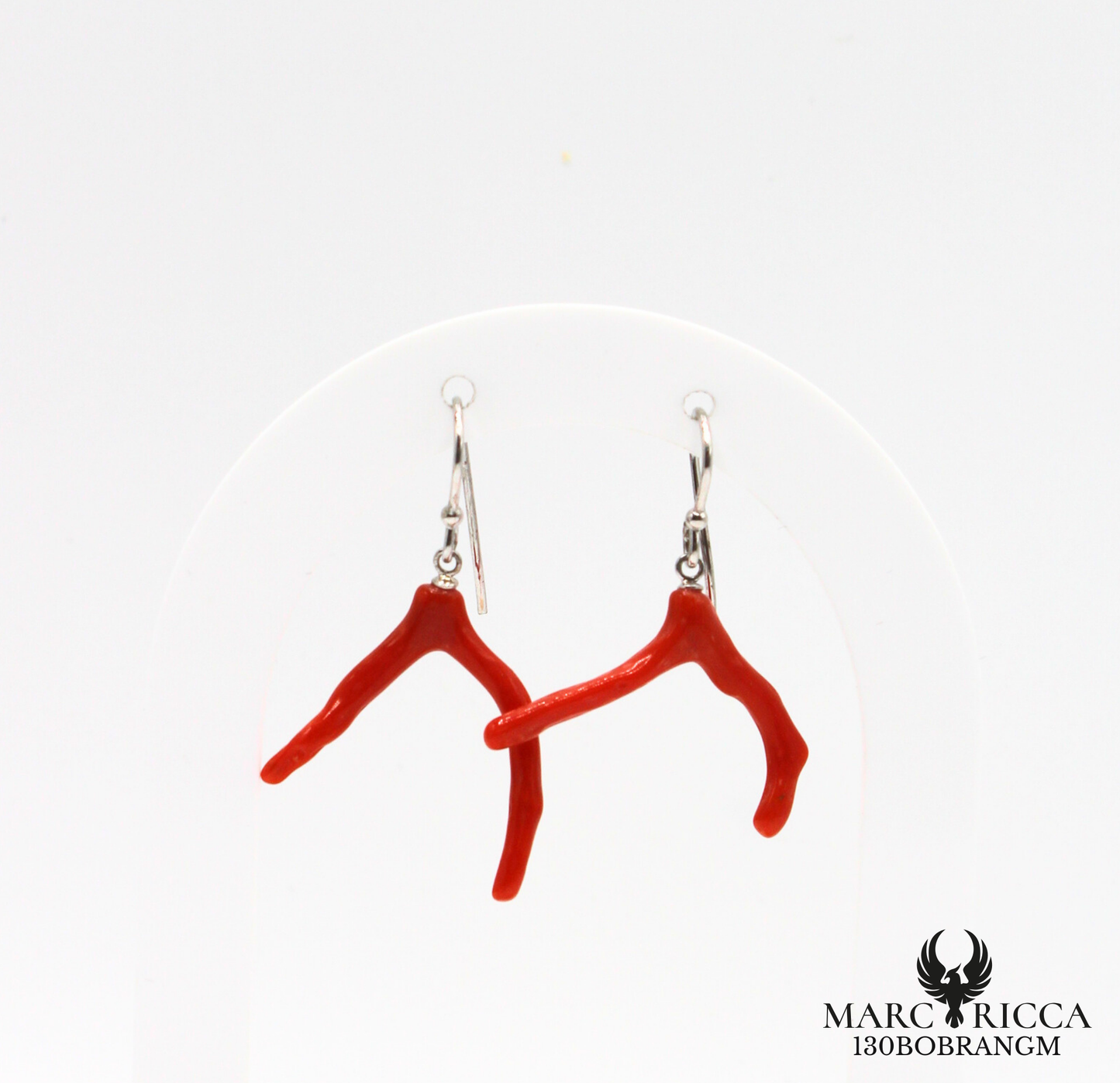 Boucles d'oreilles pendantes branche corail