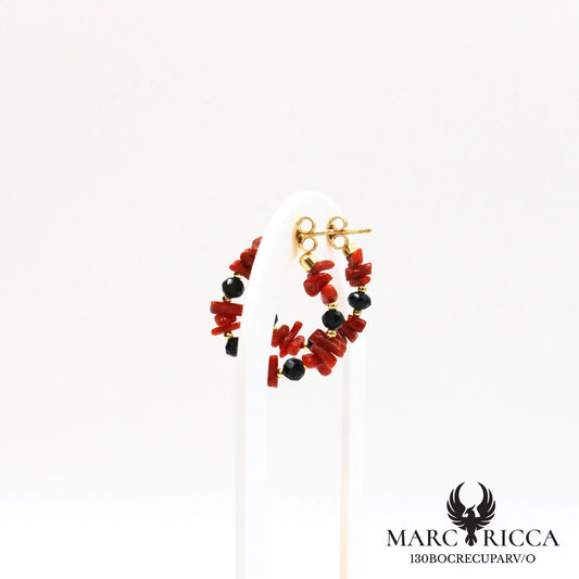 Créole en corail cupolino & cristal noir