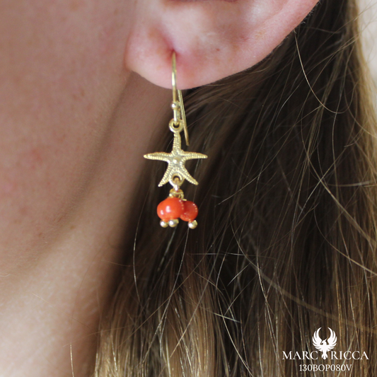 Boucles Argent Corail & Étoile