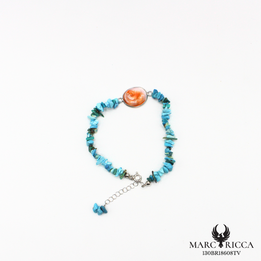 Bracelet Turquoise, argent et œil de Sainte Lucie