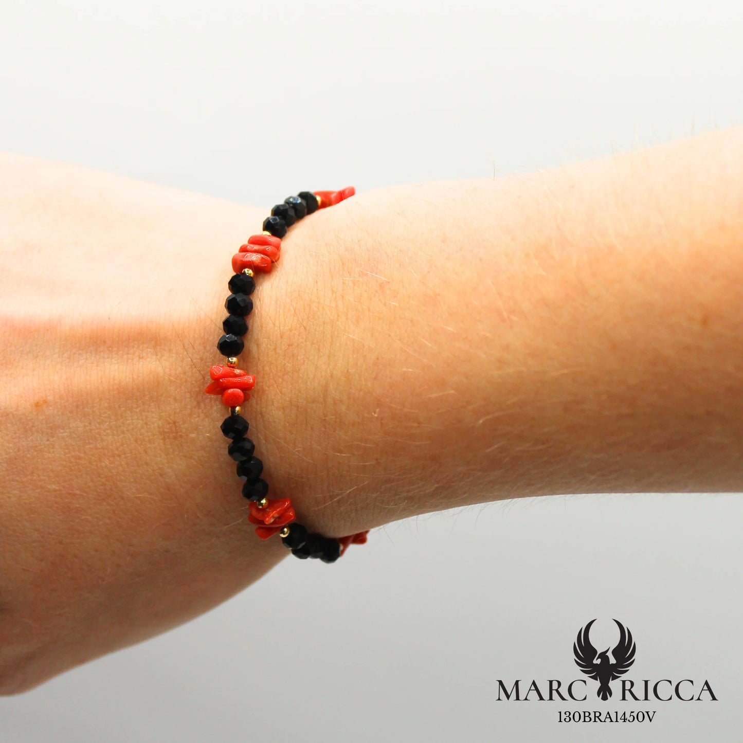 Bracelet cristal noir et corail cupolino