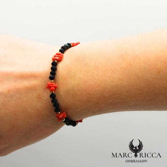 Bracelet cristal noir et corail cupolino