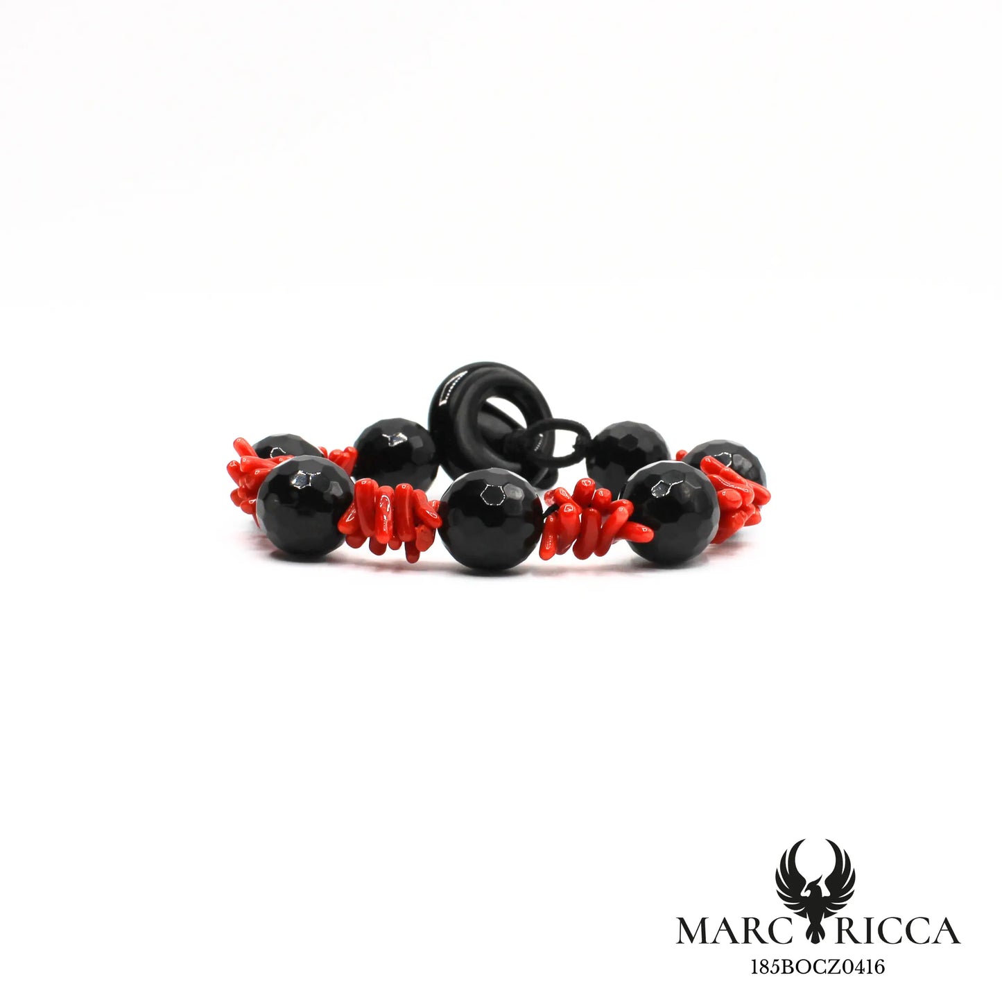 Bracelet corail cupolino et onyx