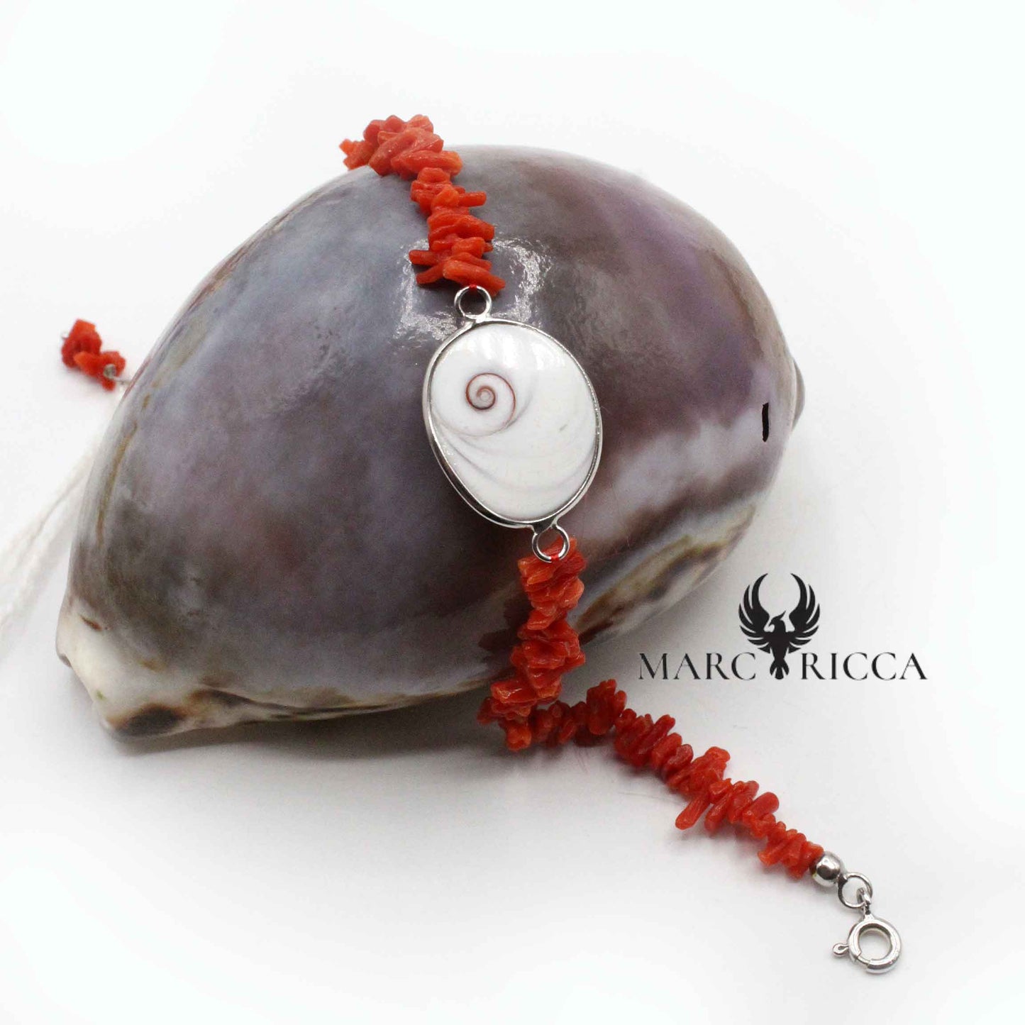 Bracelet Argent Œil de St-Lucie & Corail Cupolino