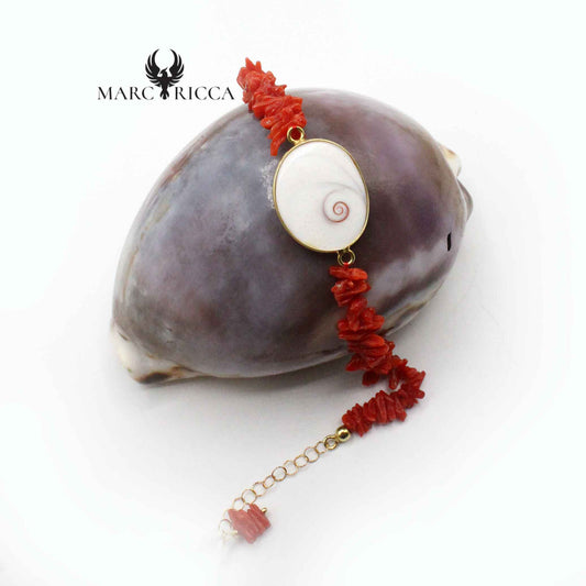 Bracelet Argent Œil de St-Lucie & Corail Cupolino