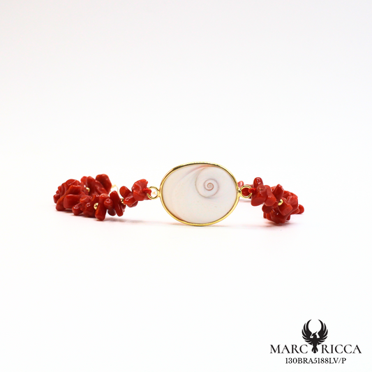 Bracelet corail cupolino Oeil de Sainte Lucie en vermeil