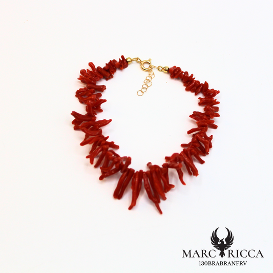 Bracelet Argent Branches Corail Rouge