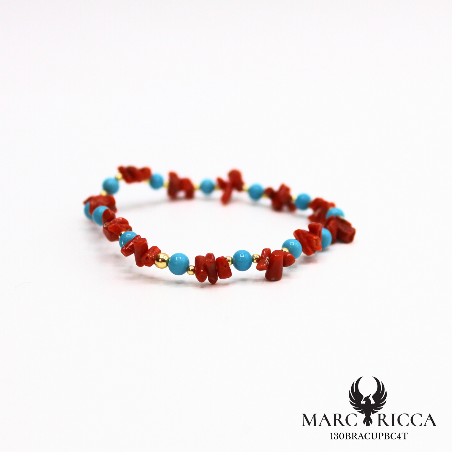 Bracelet élastique corail cupolino avec turquoise ou jade