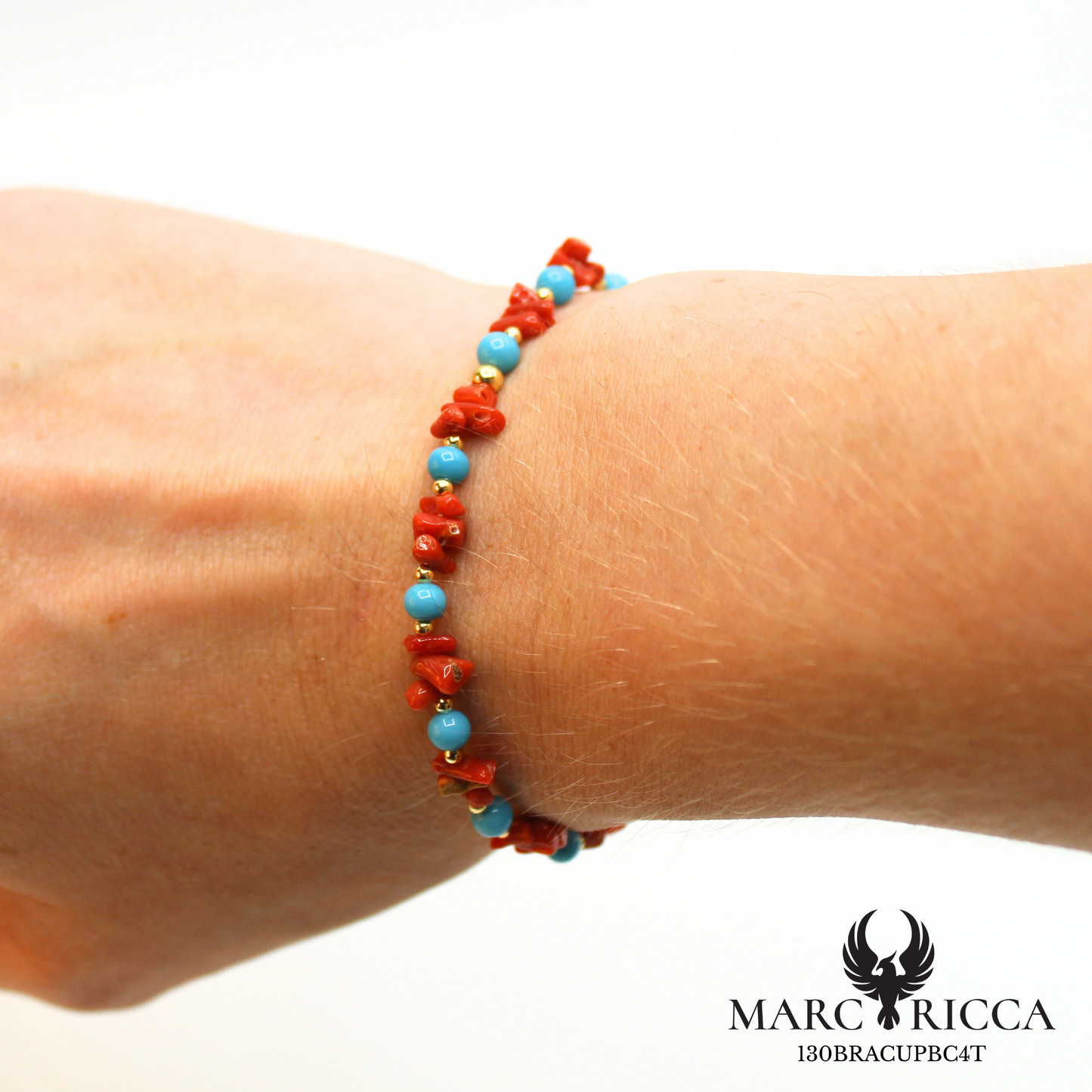 Bracelet élastique corail cupolino avec turquoise ou jade