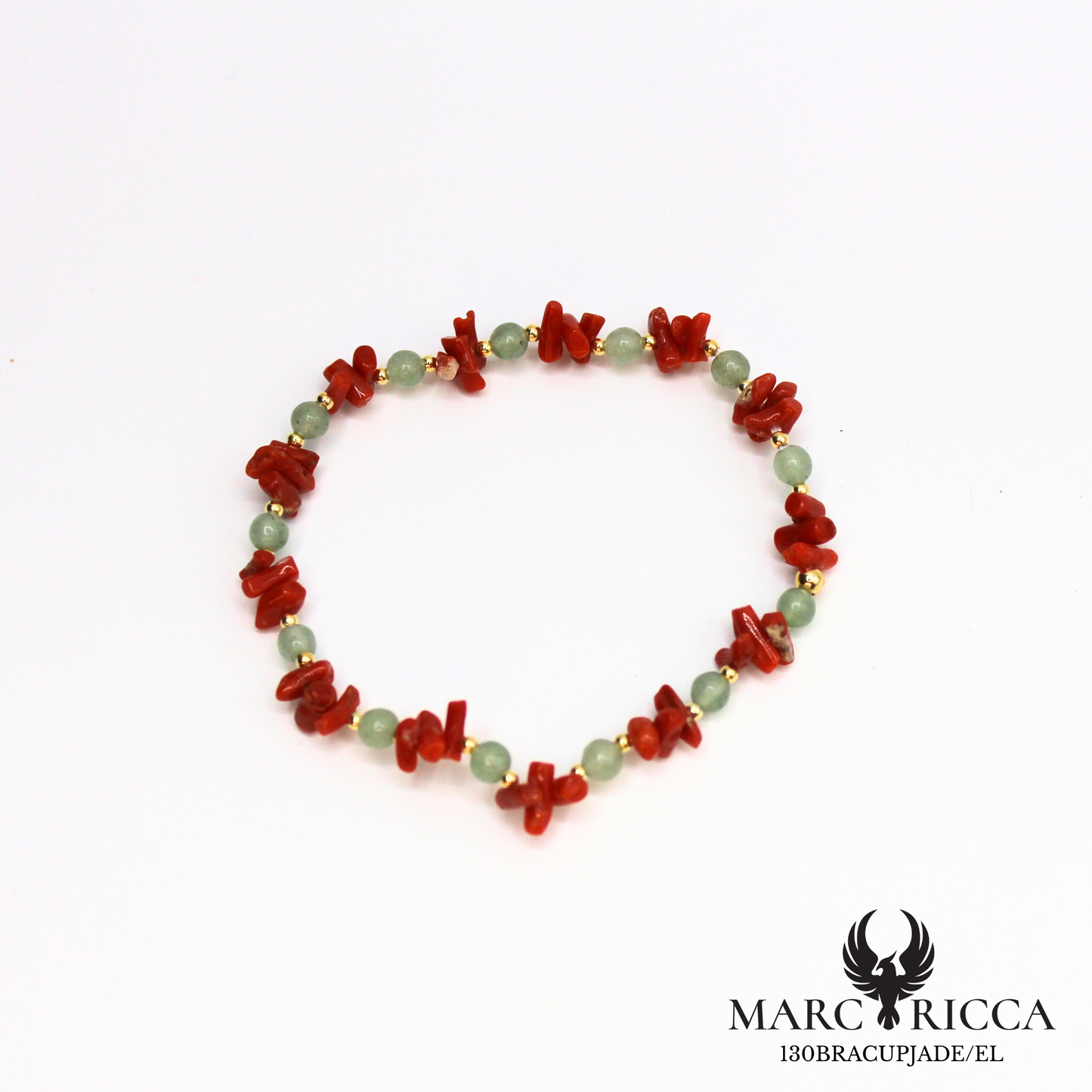 Bracelet élastique corail cupolino avec turquoise ou jade