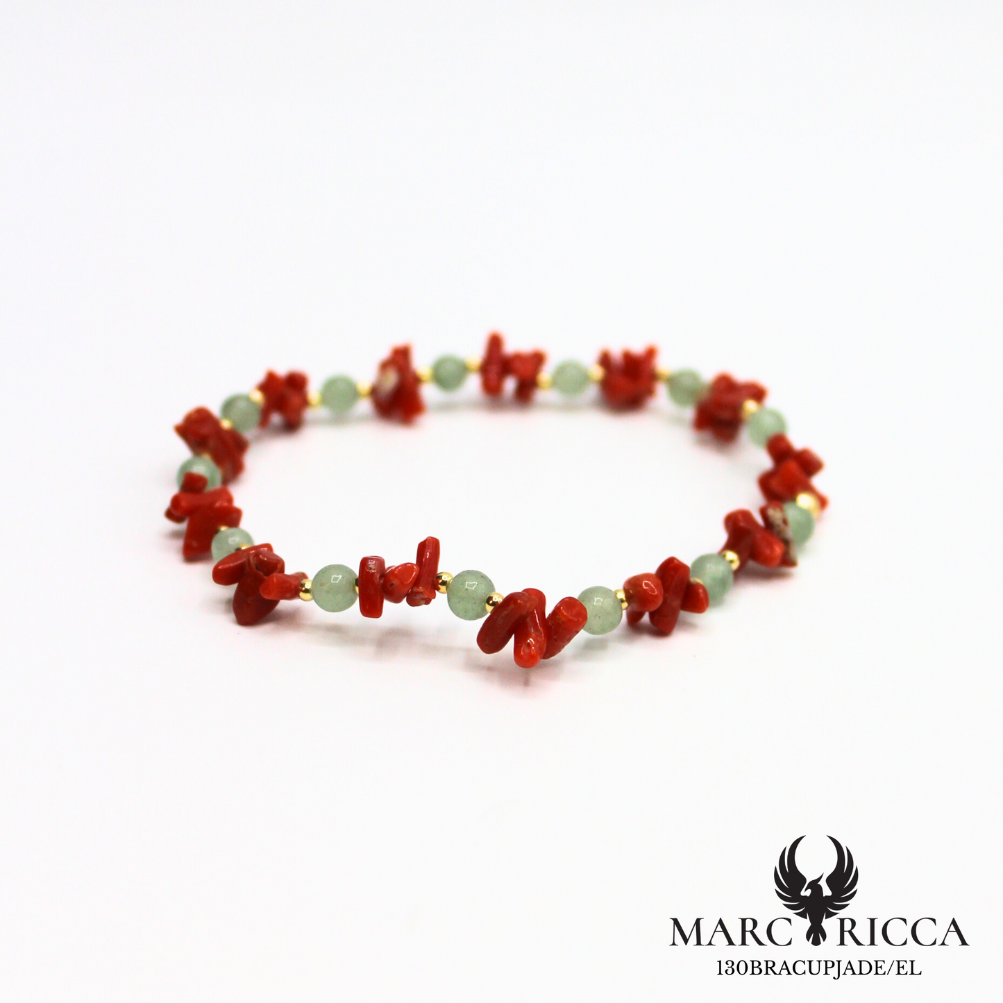 Bracelet élastique corail cupolino avec turquoise ou jade