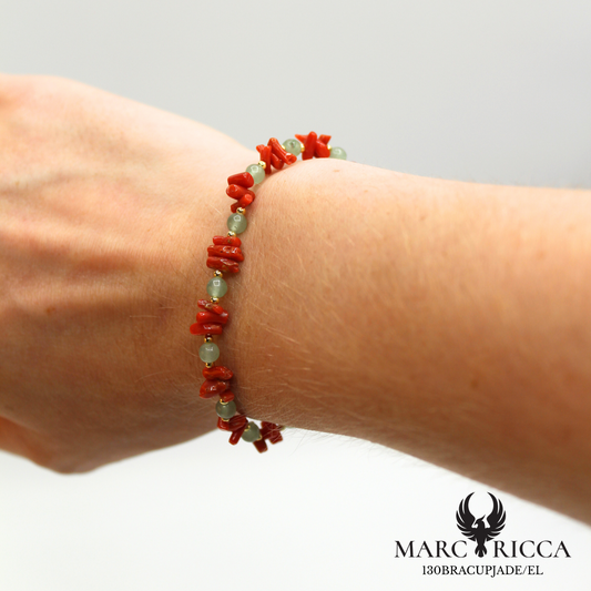 Bracelet élastique corail cupolino avec turquoise ou jade