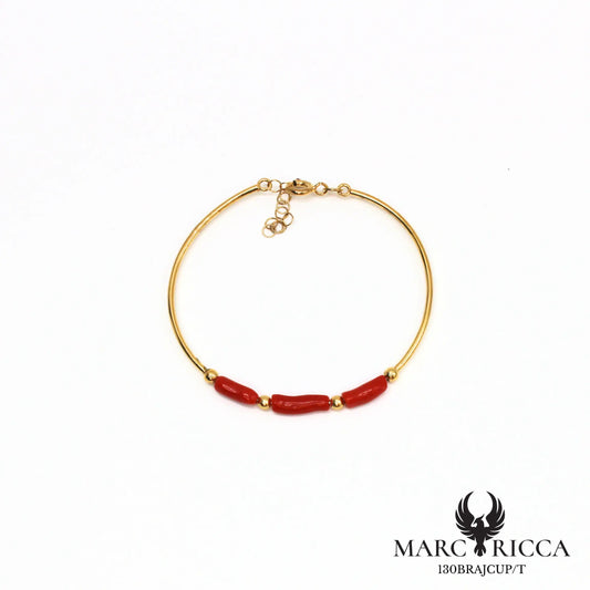 Bracelet jonc avec tubes de corail