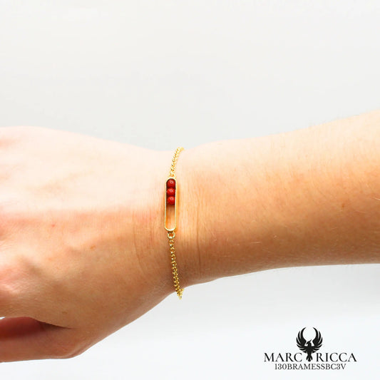 Bracelet chaîne avec 3 perles de corail